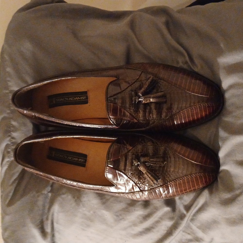 Stacy Adam's dress shoes 9 genuine snake dark brow